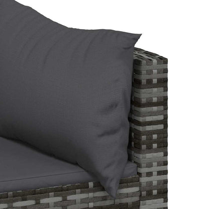 vidaXL 3-tlg. Garten-Lounge-Set mit Kissen Grau Poly Rattan