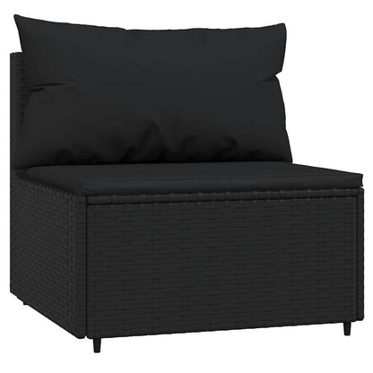 vidaXL 3-tlg. Garten-Lounge-Set mit Kissen Schwarz Poly Rattan