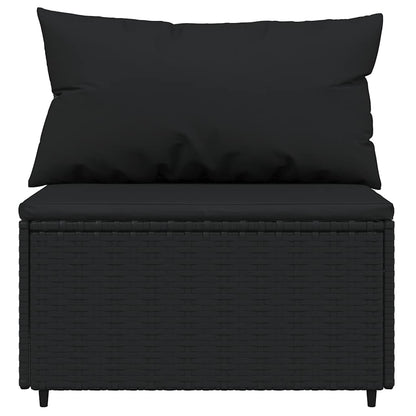 vidaXL 3-tlg. Garten-Lounge-Set mit Kissen Schwarz Poly Rattan