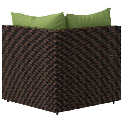 vidaXL Garten-Ecksofas mit Kissen 2 Stk. Braun Poly Rattan