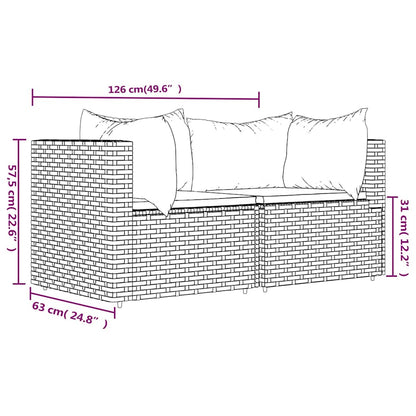 vidaXL Garten-Ecksofas mit Kissen 2 Stk. Braun Poly Rattan