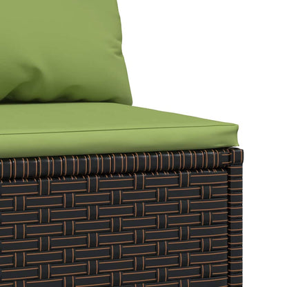 vidaXL Garten-Mittelsofa mit Kissen Braun Poly Rattan
