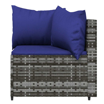 vidaXL 3-tlg. Garten-Lounge-Set mit Kissen Grau Poly Rattan
