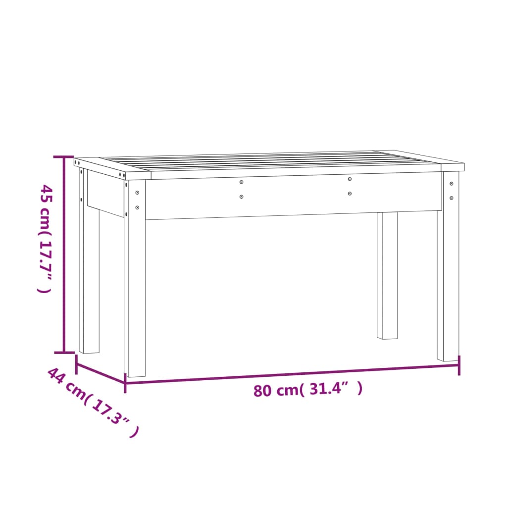 vidaXL Gartenbank Schwarz 80x44x45 cm Massivholz Kiefer