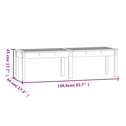 vidaXL Gartenbank 2-Sitzer Schwarz 159,5x44x45 cm Massivholz Kiefer