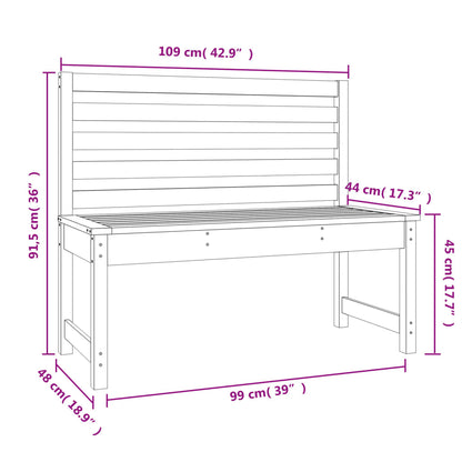 vidaXL Gartenbank Weiß 109 cm Massivholz Kiefer