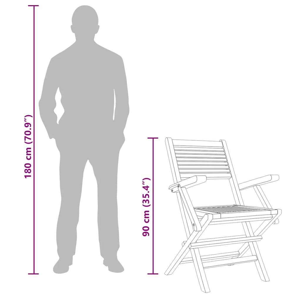 vidaXL Gartenstühle 6 Stk. Klappbar 55x62x90 cm Massivholz Teak