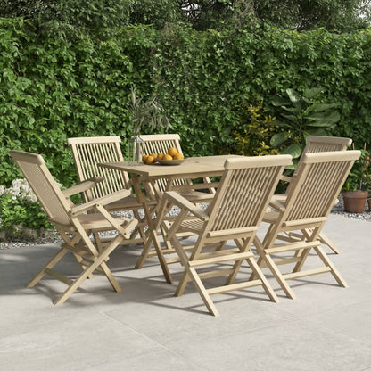 vidaXL Gartenstühle 6 Stk. Klappbar Grau 56x61x89 cm Massivholz Teak