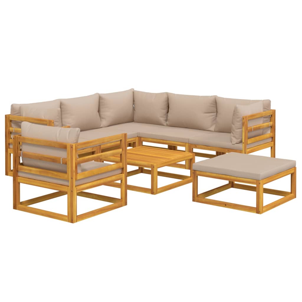 vidaXL 8-tlg. Garten-Lounge-Set mit Taupe Kissen Massivholz