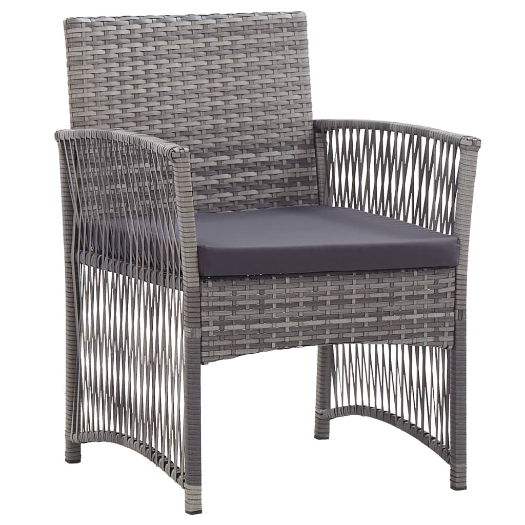 vidaXL Gartensessel mit Sitzkissen 2 Stk. Grau Poly Rattan