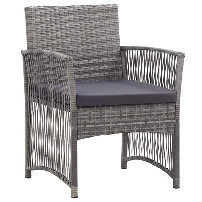 vidaXL Gartensessel mit Sitzkissen 2 Stk. Grau Poly Rattan