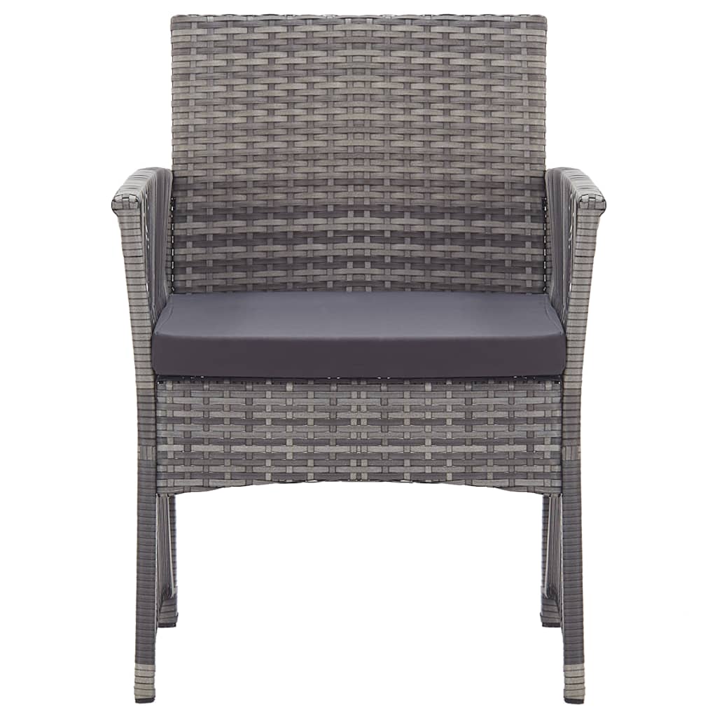 vidaXL Gartensessel mit Sitzkissen 2 Stk. Grau Poly Rattan