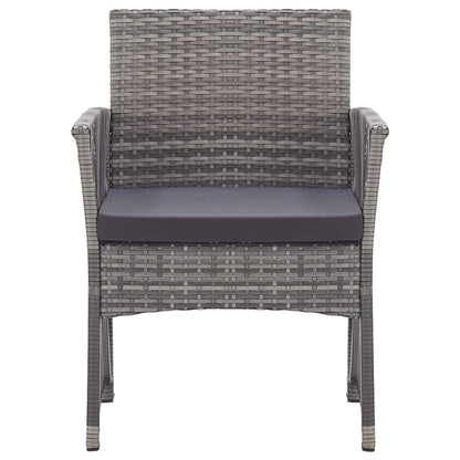vidaXL Gartensessel mit Sitzkissen 2 Stk. Grau Poly Rattan
