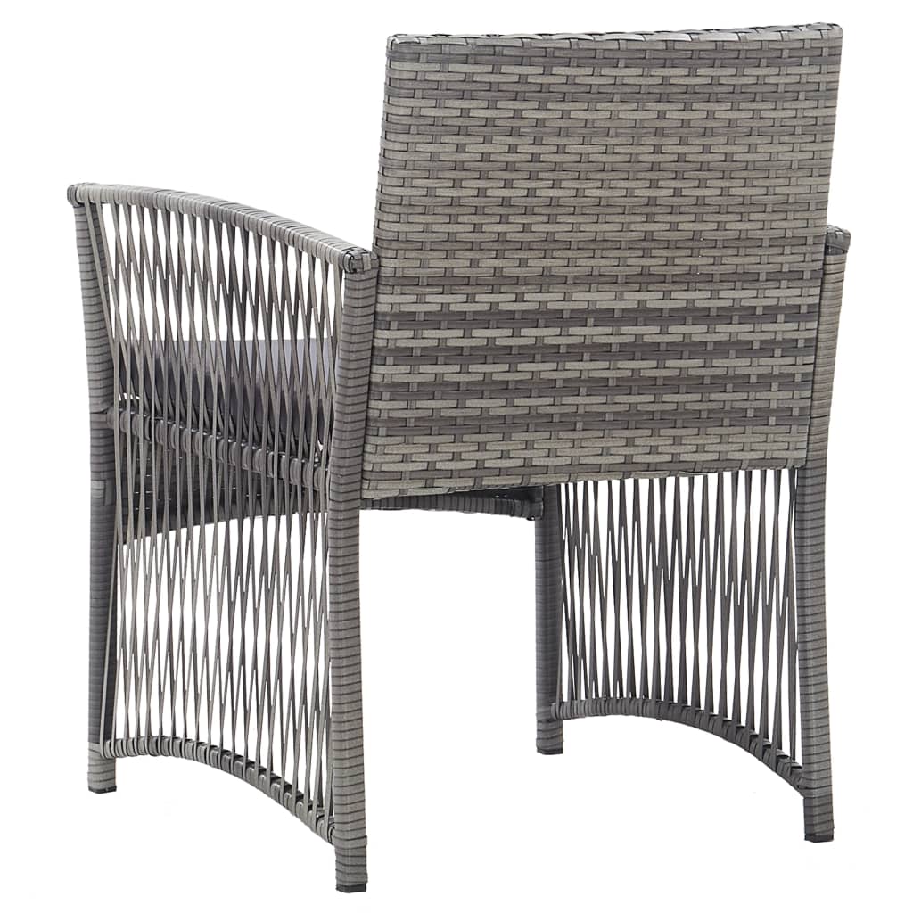 vidaXL Gartensessel mit Sitzkissen 2 Stk. Grau Poly Rattan