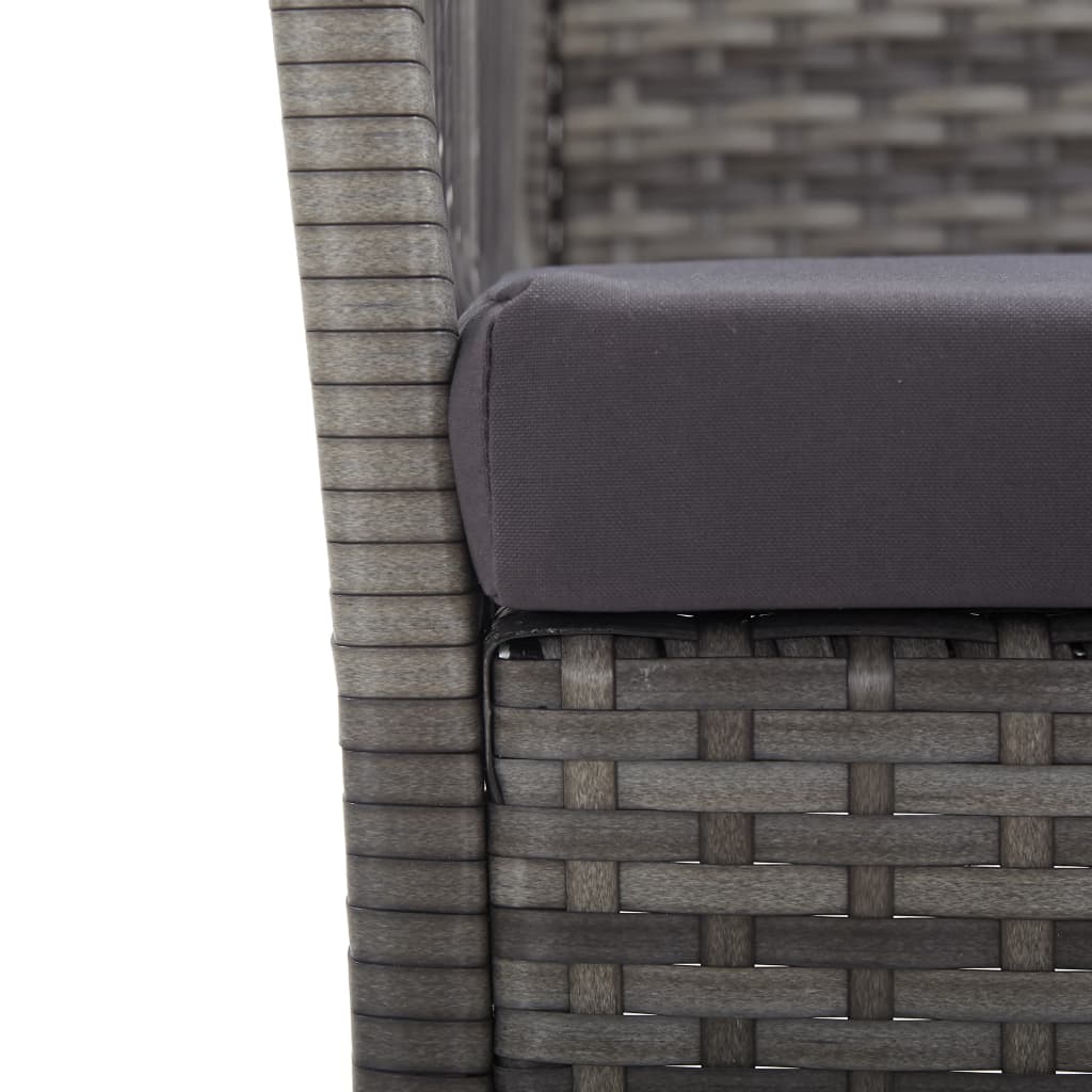 vidaXL Gartensessel mit Sitzkissen 2 Stk. Grau Poly Rattan