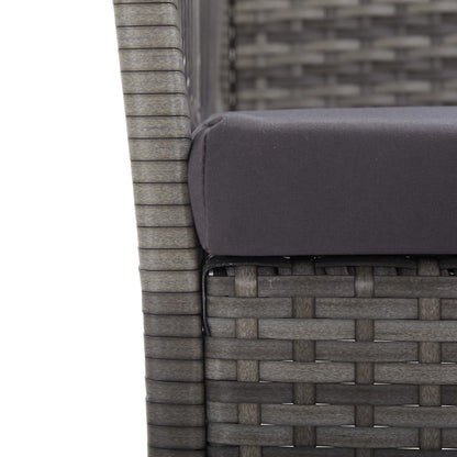 vidaXL Gartensessel mit Sitzkissen 2 Stk. Grau Poly Rattan