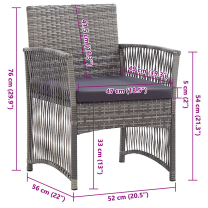 vidaXL Gartensessel mit Sitzkissen 2 Stk. Grau Poly Rattan