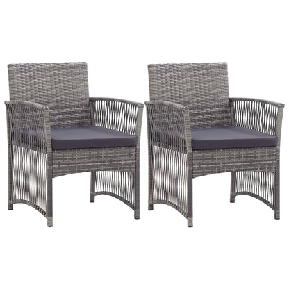 vidaXL Gartensessel mit Sitzkissen 2 Stk. Grau Poly Rattan