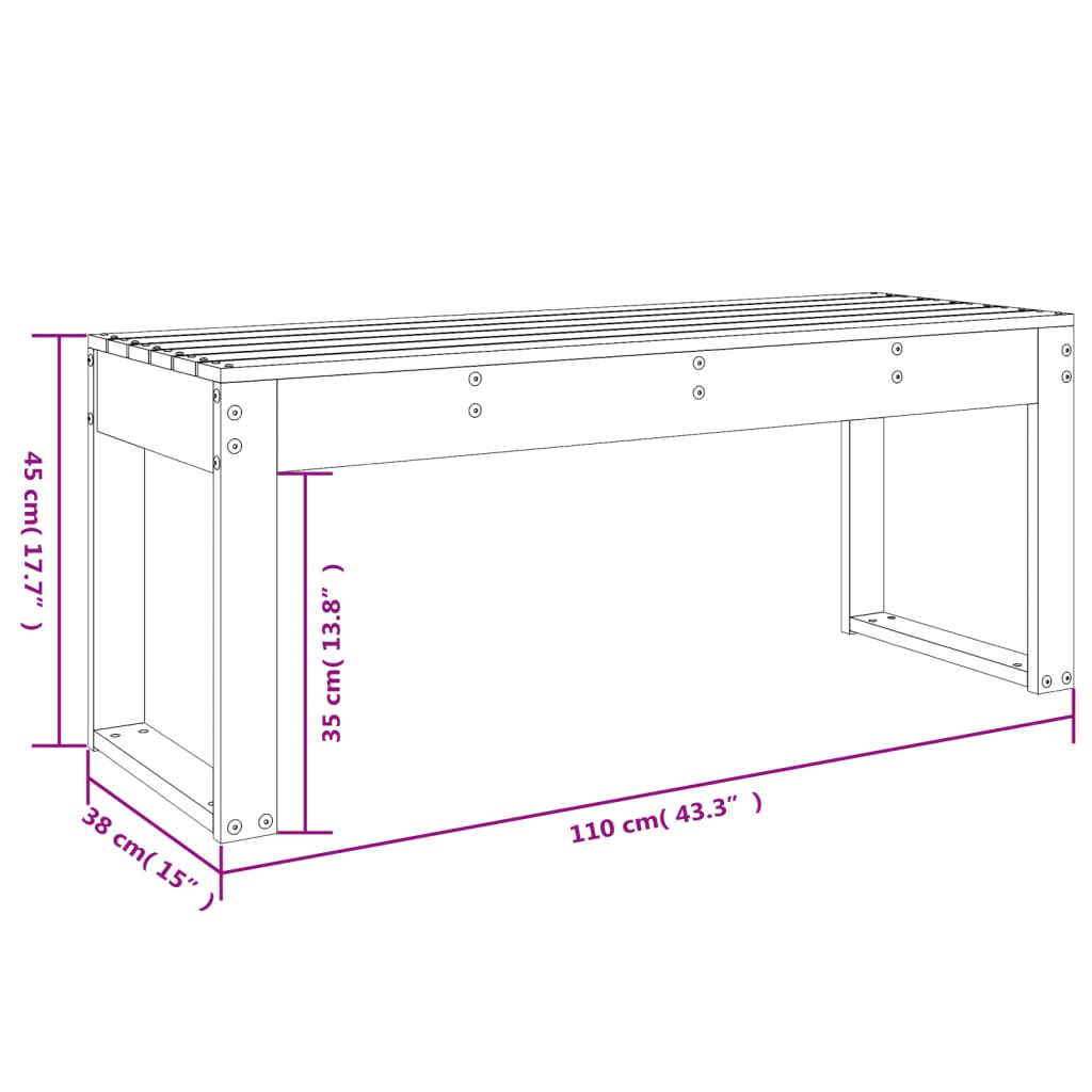 vidaXL Gartenbank Weiß 110x38x45 cm Massivholz Kiefer