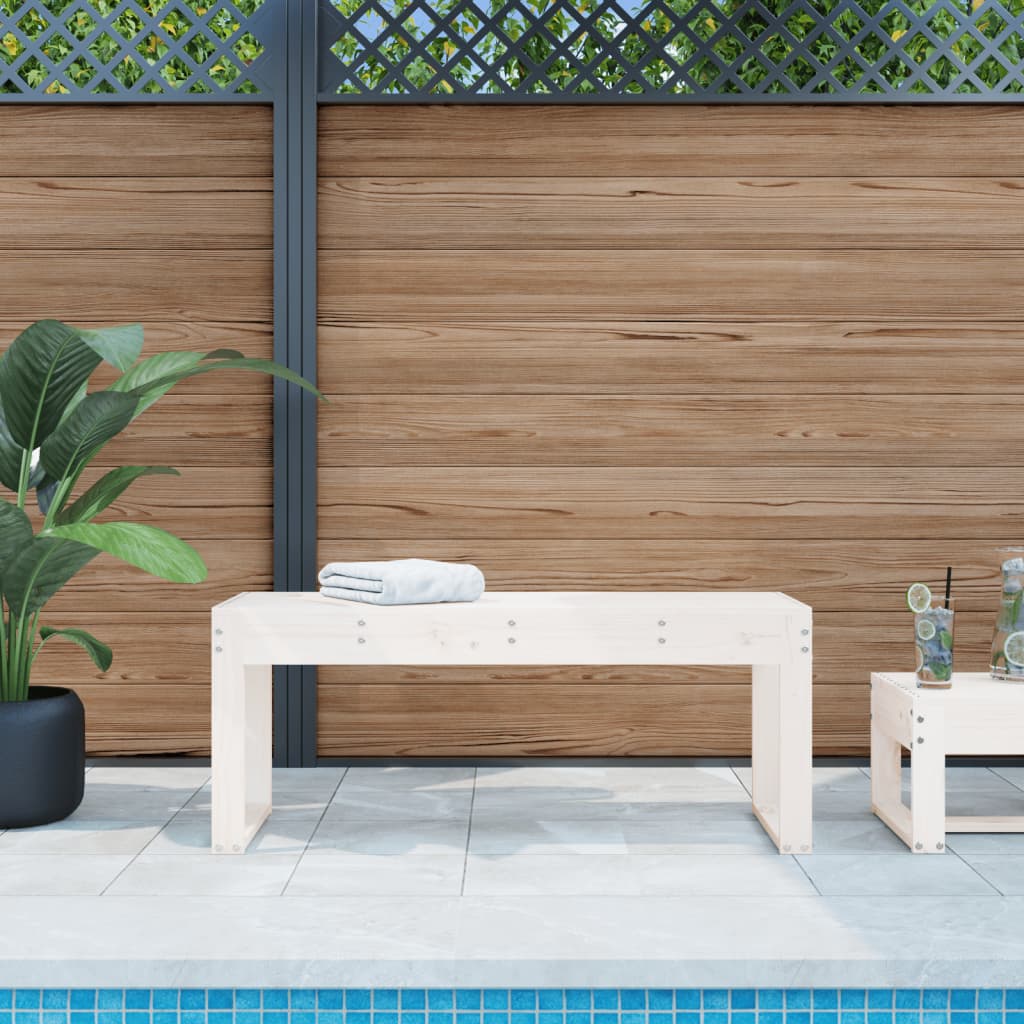 vidaXL Gartenbank Weiß 110x38x45 cm Massivholz Kiefer