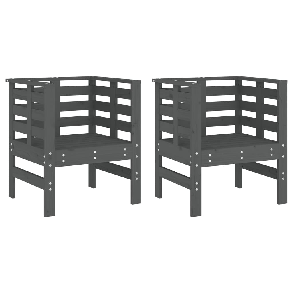 vidaXL Gartenstühle 2 Stk. Grau 61,5x53x71 cm Massivholz Kiefer