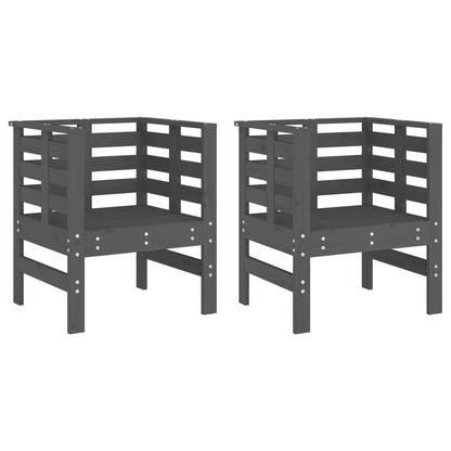 vidaXL Gartenstühle 2 Stk. Grau 61,5x53x71 cm Massivholz Kiefer