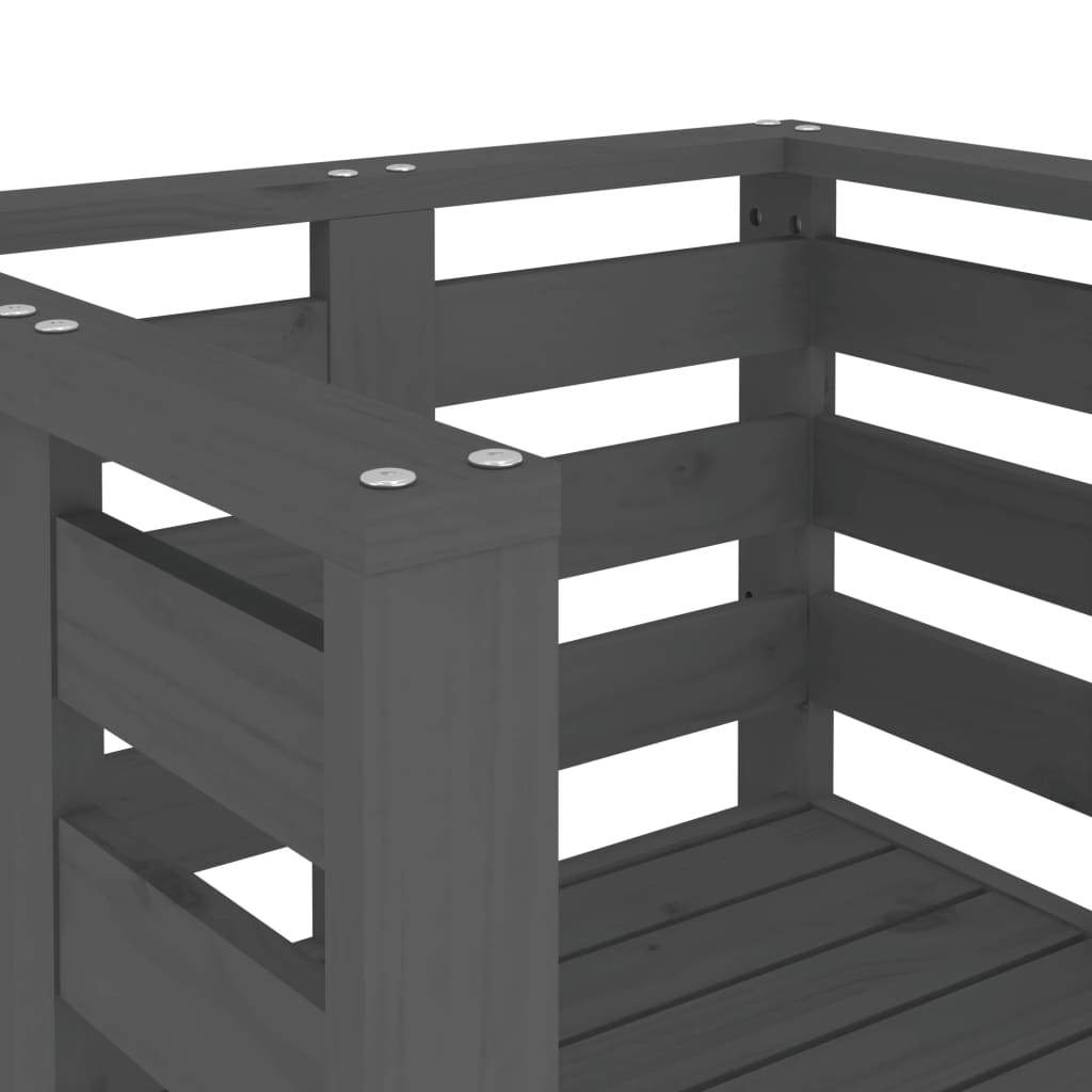 vidaXL Gartenstühle 2 Stk. Grau 61,5x53x71 cm Massivholz Kiefer