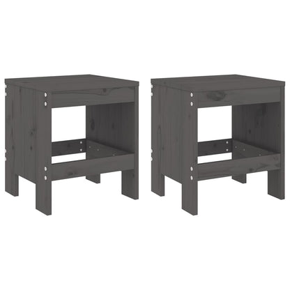 vidaXL Gartenhocker 2 Stk. Grau 40x36x45 cm Massivholz Kiefer