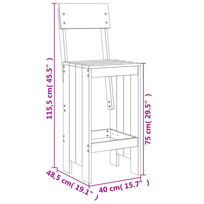 vidaXL Barhocker 2 Stk. 40x48,5x115,5 cm Massivholz Douglasie