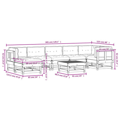 vidaXL 8-tlg. Garten-Lounge-Set mit Kissen Massivholz
