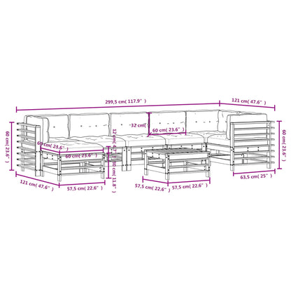 vidaXL 8-tlg. Garten-Lounge-Set mit Kissen Massivholz