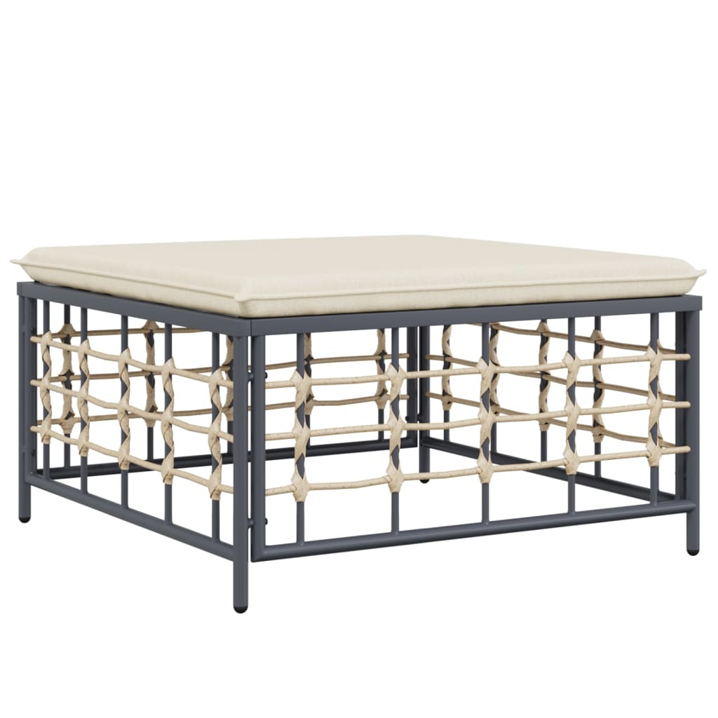 vidaXL 3-tlg. Garten-Lounge-Set mit Kissen Anthrazit Poly Rattan