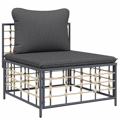 vidaXL 4-tlg. Garten-Lounge-Set mit Kissen Anthrazit Poly Rattan