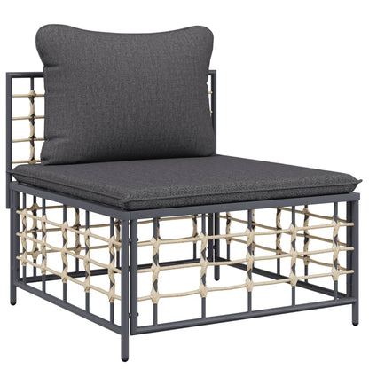 vidaXL 7-tlg. Garten-Lounge-Set mit Kissen Anthrazit Poly Rattan