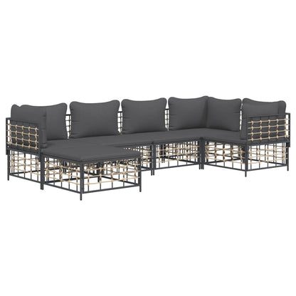 vidaXL 6-tlg. Garten-Lounge-Set mit Kissen Anthrazit Poly Rattan
