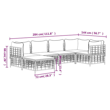 vidaXL 6-tlg. Garten-Lounge-Set mit Kissen Anthrazit Poly Rattan