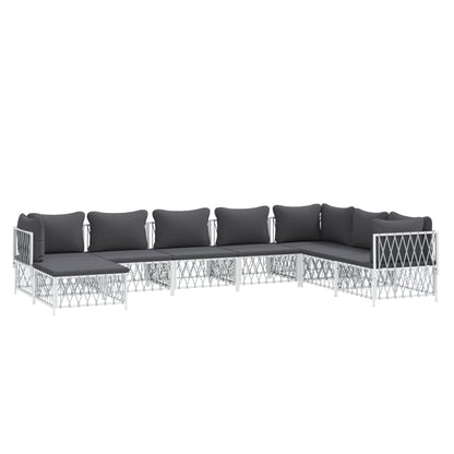 vidaXL 8-tlg. Garten-Lounge-Set mit Kissen Weiß Stahl