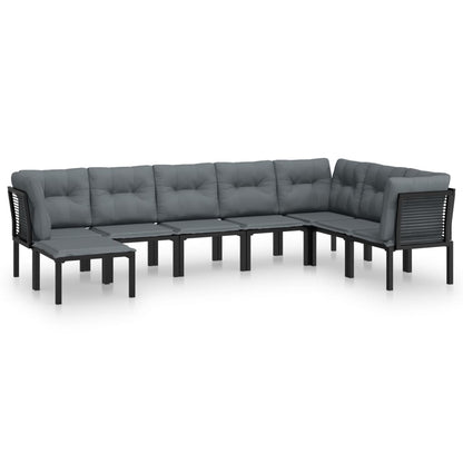 vidaXL 8-tlg. Garten-Lounge-Set Schwarz und Grau Poly Rattan