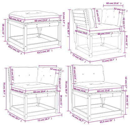 vidaXL 8-tlg. Garten-Lounge-Set mit Kissen Massivholz Kiefer