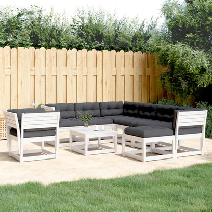 vidaXL 8-tlg. Garten-Lounge-Set mit Kissen Weiß Massivholz Kiefer