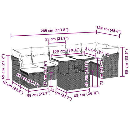 vidaXL 8-tlg. Garten-Sofagarnitur mit Kissen Beige Poly Rattan