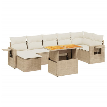 vidaXL 8-tlg. Garten-Sofagarnitur mit Kissen Beige Poly Rattan