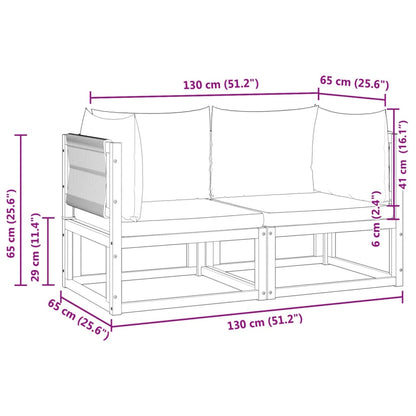 vidaXL Gartensofas-Ecke mit Kissen 2 Stk. Holz Akazie & Seil