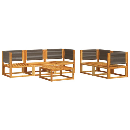 vidaXL 6-tlg. Gartensofa-Set mit Kissen Holz Akazie & Seil
