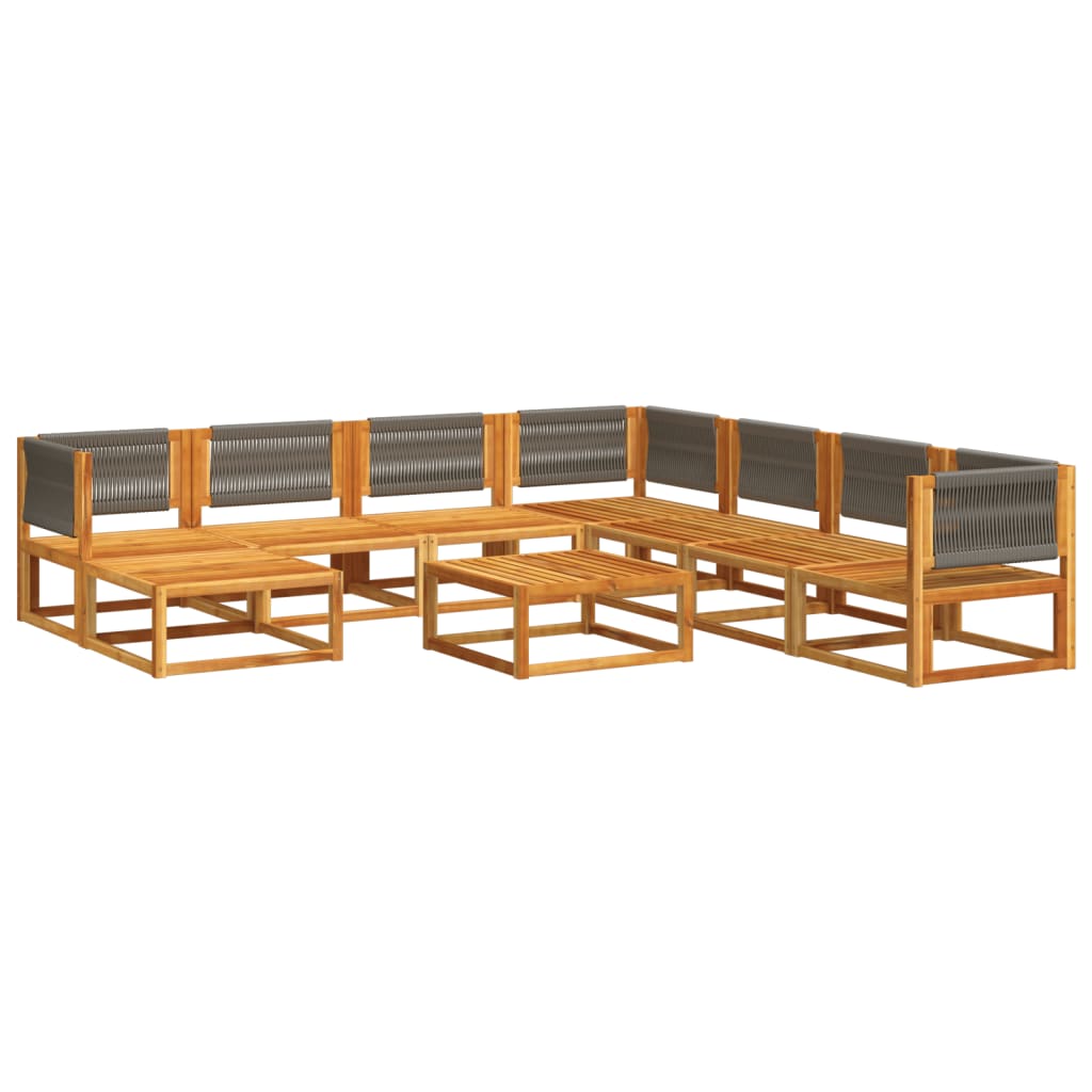 vidaXL 9-tlg. Gartensofa-Set mit Kissen Holz Akazie & Seil