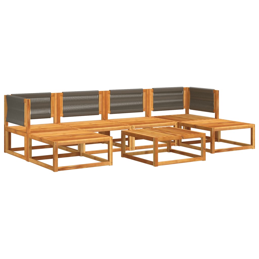 vidaXL 7-tlg. Gartensofa-Set mit Kissen Holz Akazie & Seil