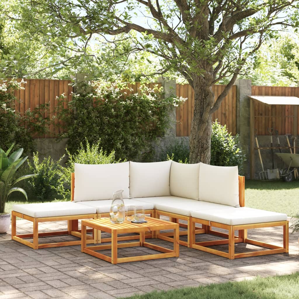 vidaXL 6-tlg. Gartensofa-Set mit Kissen Holz Akazie & Seil