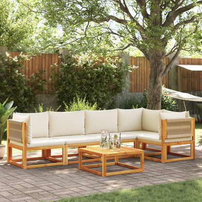 vidaXL 6-tlg. Gartensofa-Set mit Kissen Holz Akazie & Seil