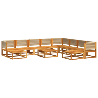 vidaXL 11-tlg. Gartensofa-Set mit Kissen Holz Akazie & Seil