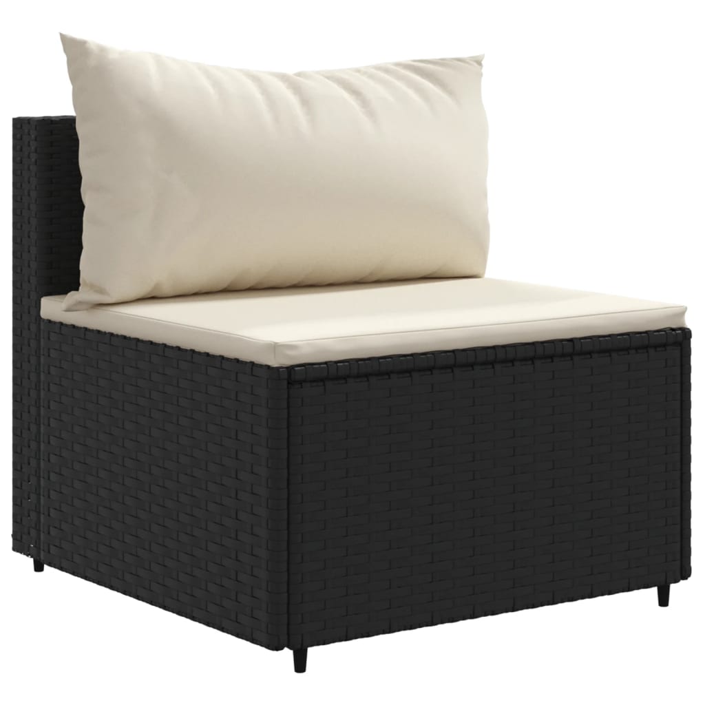 vidaXL 8-tlg. Garten-Lounge-Set mit Kissen Schwarz Poly Rattan